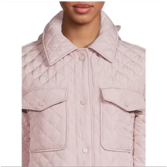 LUCKY BRAND Pink Quilted Button Down Puffer Jacket W/ Detachable Hood - Picture 2 of 4